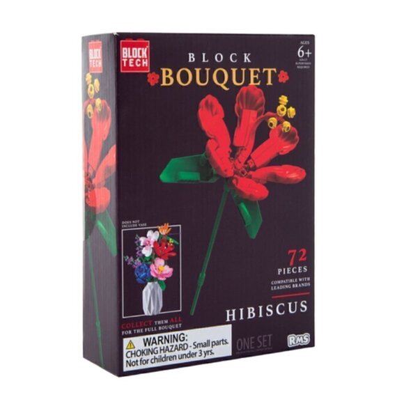 Block Tech Block Bouquet Flower Red Hibiscus NWT Botanical Plant Activity Toy - Picture 7 of 8